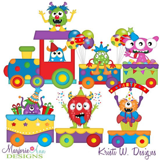 Monster Party Train SVG Cutting Files Includes Clipart - Click Image to Close